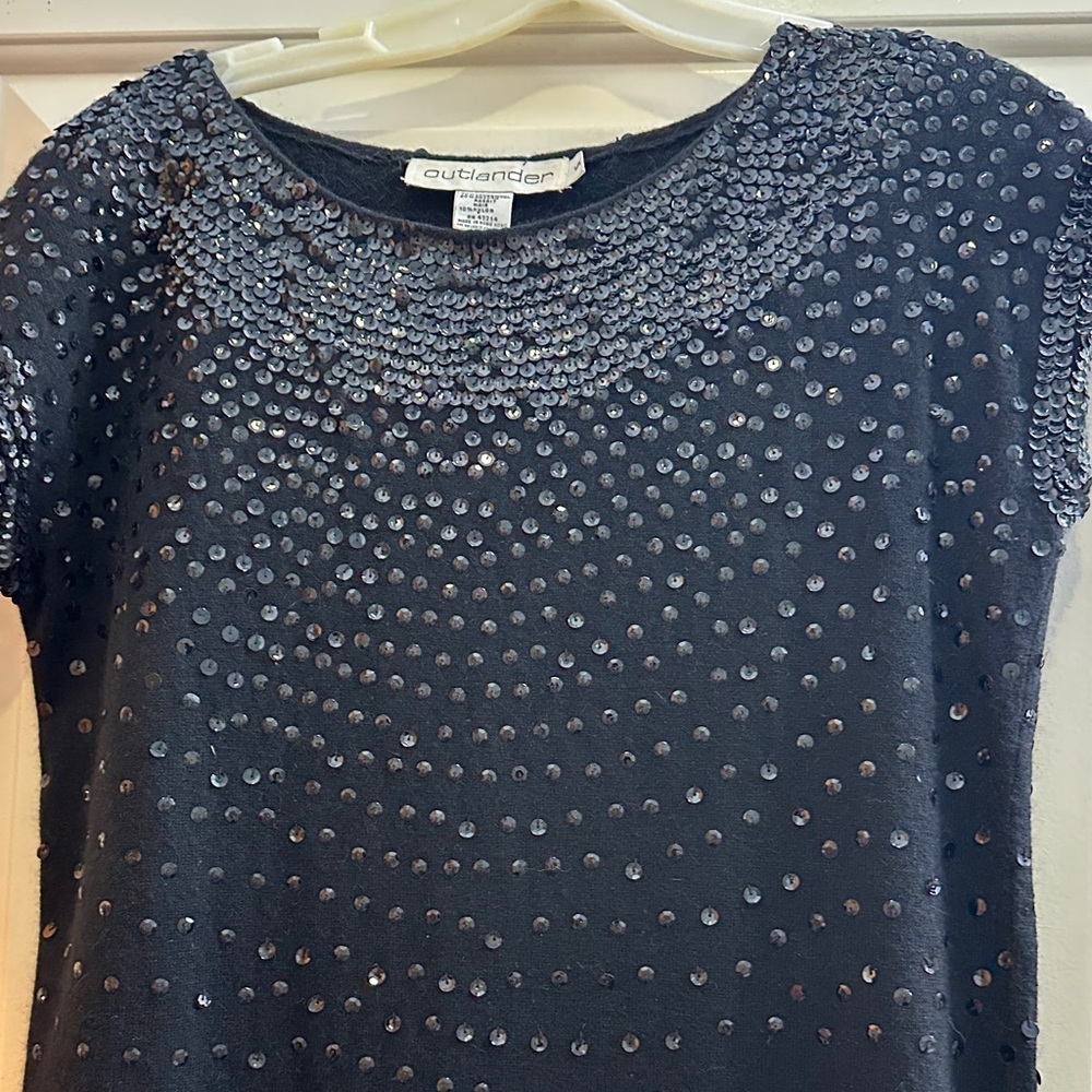 Sequin Detail Black Midi Sweater Dress - Picture 3 of 4